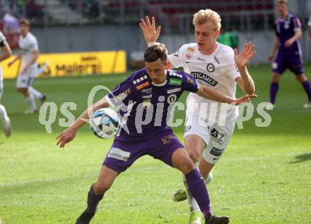 Fussball Bundesliga. SK Austria Klagenfurt gegen SK Puntigamer Sturm Graz. Till Schumacher,   (Klagenfurt), Mika Biereth  (Graz).  Klagenfurt, am 17.3.2024.
Foto: Kuess
www.qspictures.net
---
pressefotos, pressefotografie, kuess, qs, qspictures, sport, bild, bilder, bilddatenbank