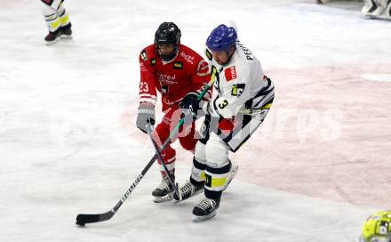 Eishockey. Promispiel. Klagenfurt gegen Villach.  Esther Vaeraelae, (Klagenfurt),  Thomas Pfeffer  (Villach). KLagenfurt, am 27.4.2024.
Foto: Kuess
www.qspictures.net
---
pressefotos, pressefotografie, kuess, qs, qspictures, sport, bild, bilder, bilddatenbank