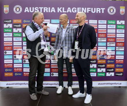 Fussball. SK Austria Klagenfurt. Einweihung Freddy-Hohenberger-Platz.  Willy Haslitzer, Herbert Matschek, Guenther Gorenzel. Klagenfurt, 5.5.2024.
Foto: Kuess
www.qspictures.net
---
pressefotos, pressefotografie, kuess, qs, qspictures, sport, bild, bilder, bilddatenbank