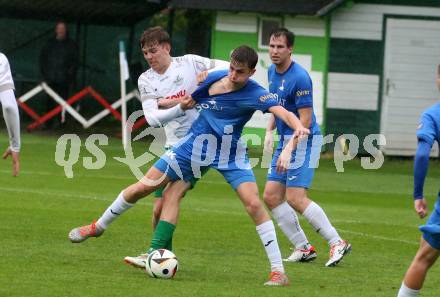 Fussball. Kaerntner Liga. Donau gegen SAK.  Leo Petzner (Donau), Jakob Geister  (SAK).  Klagenfurt, 8.5.2024.
Foto: Kuess
www.qspictures.net
---
pressefotos, pressefotografie, kuess, qs, qspictures, sport, bild, bilder, bilddatenbank