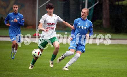 Fussball. Kaerntner Liga. Donau gegen SAK. Julian Nico Horr  (Donau),  Toni Dullnig (SAK).  Klagenfurt, 8.5.2024.
Foto: Kuess
www.qspictures.net
---
pressefotos, pressefotografie, kuess, qs, qspictures, sport, bild, bilder, bilddatenbank