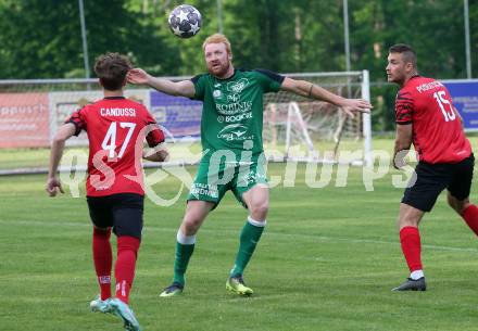 Fussball. Kaerntner Liga. Ferlach Atus gegen Lendorf.   Jano Maria Candussi (Ferlach), Christian Wernisch  (Lendorf).  Ferlach, 11.5.2024.
Foto: Kuess
www.qspictures.net
---
pressefotos, pressefotografie, kuess, qs, qspictures, sport, bild, bilder, bilddatenbank