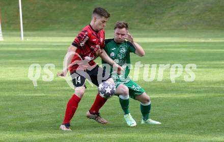 Fussball. Kaerntner Liga. Ferlach Atus gegen Lendorf.   Florian Verdel (Ferlach),  Mario Rumbold (Lendorf).  Ferlach, 11.5.2024.
Foto: Kuess
www.qspictures.net
---
pressefotos, pressefotografie, kuess, qs, qspictures, sport, bild, bilder, bilddatenbank