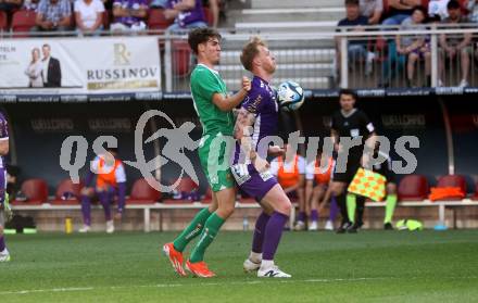 Fussball Bundesliga. SK Austria Klagenfurt gegen SK Rapid Wien.   Jonas Arweiler,  (Klagenfurt),  Nikolas Sattlberger  (Rapid).  Klagenfurt, am 12.5.2024.
Foto: Kuess
www.qspictures.net
---
pressefotos, pressefotografie, kuess, qs, qspictures, sport, bild, bilder, bilddatenbank