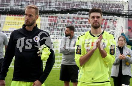 Fussball Bundesliga. SK Austria Klagenfurt gegen SK Rapid Wien.    Marco Knaller, Phillip Menzel (Klagenfurt),  Klagenfurt, am 12.5.2024.
Foto: Kuess
www.qspictures.net
---
pressefotos, pressefotografie, kuess, qs, qspictures, sport, bild, bilder, bilddatenbank