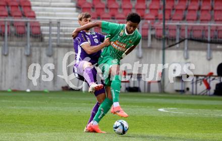 Fussball Bundesliga. SK Austria Klagenfurt gegen SK Rapid Wien.   Thorsten Mahrer  (Klagenfurt), Fally Mayulu  (Rapid).  Klagenfurt, am 12.5.2024.
Foto: Kuess
www.qspictures.net
---
pressefotos, pressefotografie, kuess, qs, qspictures, sport, bild, bilder, bilddatenbank