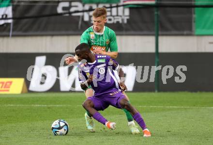 Fussball Bundesliga. SK Austria Klagenfurt gegen SK Rapid Wien.   Solomon Bonnah,   (Klagenfurt),  Dominic Vincze (Rapid).  Klagenfurt, am 12.5.2024.
Foto: Kuess
www.qspictures.net
---
pressefotos, pressefotografie, kuess, qs, qspictures, sport, bild, bilder, bilddatenbank