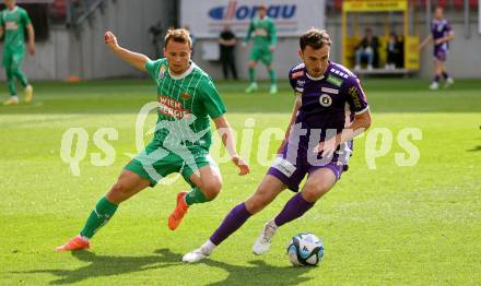 Fussball Bundesliga. SK Austria Klagenfurt gegen SK Rapid Wien.  Andrew Irving   (Klagenfurt), Matthias Seidl  (Rapid).  Klagenfurt, am 12.5.2024.
Foto: Kuess
www.qspictures.net
---
pressefotos, pressefotografie, kuess, qs, qspictures, sport, bild, bilder, bilddatenbank