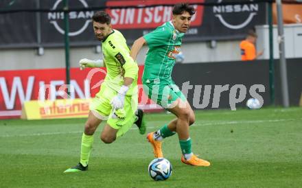 Fussball Bundesliga. SK Austria Klagenfurt gegen SK Rapid Wien.    Phillip Menzel,  (Klagenfurt),  Furkan Dursun (Rapid).  Klagenfurt, am 12.5.2024.
Foto: Kuess
www.qspictures.net
---
pressefotos, pressefotografie, kuess, qs, qspictures, sport, bild, bilder, bilddatenbank