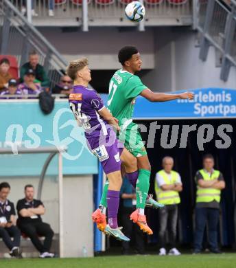 Fussball Bundesliga. SK Austria Klagenfurt gegen SK Rapid Wien.   Jannik Robatsch,   (Klagenfurt), Fally Mayulu  (Rapid).  Klagenfurt, am 12.5.2024.
Foto: Kuess
www.qspictures.net
---
pressefotos, pressefotografie, kuess, qs, qspictures, sport, bild, bilder, bilddatenbank