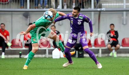 Fussball Bundesliga. SK Austria Klagenfurt gegen SK Rapid Wien.   Anton Maglica, (Klagenfurt),   Leopold Querfeld  (Rapid).  Klagenfurt, am 12.5.2024.
Foto: Kuess
www.qspictures.net
---
pressefotos, pressefotografie, kuess, qs, qspictures, sport, bild, bilder, bilddatenbank