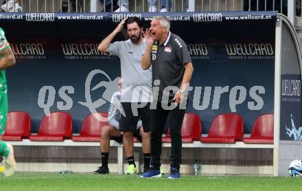 Fussball Bundesliga. SK Austria Klagenfurt gegen SK Rapid Wien.   Trainer Peter Pacult, Sandro Zakany  (Klagenfurt).  Klagenfurt, am 12.5.2024.
Foto: Kuess
www.qspictures.net
---
pressefotos, pressefotografie, kuess, qs, qspictures, sport, bild, bilder, bilddatenbank