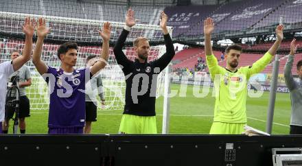 Fussball Bundesliga. SK Austria Klagenfurt gegen SK Rapid Wien.   Sebastian Guerra Soto, Marco Knaller, Phillip Menzel  (Klagenfurt).  Klagenfurt, am 12.5.2024.
Foto: Kuess
www.qspictures.net
---
pressefotos, pressefotografie, kuess, qs, qspictures, sport, bild, bilder, bilddatenbank