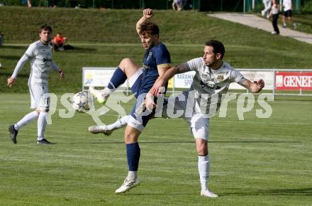 Fussball. KFV Cup. Koettmannsdorf gegen Grafenstein.  Christopher Sallinger  (Koettmannsdorf),  Nico Benito Holzer  (Grafenstein). Koettmannsdorf, am 4.6.2024.
Foto: Kuess
www.qspictures.net
---
pressefotos, pressefotografie, kuess, qs, qspictures, sport, bild, bilder, bilddatenbank