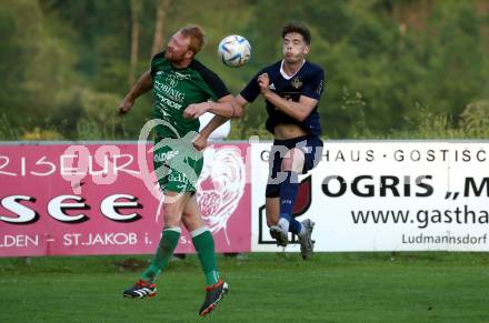 Fussball Kaerntner Liga. Velden gegen Lendorf.   Nicolas Manuel Modritz (Velden),  Christian Wernisch (Lendorf). St. Egyden, am 7.6.2024.
Foto: Kuess
www.qspictures.net
---
pressefotos, pressefotografie, kuess, qs, qspictures, sport, bild, bilder, bilddatenbank