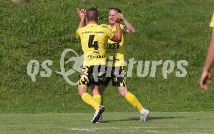 Fussball 1. Klasse D. Bad St. Leonhard gegen Eitweg . Torjubel Patrick Schlacher, Alexander Maier  (Bad St. Leonhard),  St. Bad St. Leonhard, am 8.6.2024.
Foto: Kuess
www.qspictures.net
---
pressefotos, pressefotografie, kuess, qs, qspictures, sport, bild, bilder, bilddatenbank