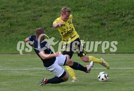 Fussball 1. Klasse D. Bad St. Leonhard gegen Eitweg . Lukas Kainz  (Bad St. Leonhard),  Urh Justin (Eitweg ). St. Bad St. Leonhard, am 8.6.2024.
Foto: Kuess
www.qspictures.net
---
pressefotos, pressefotografie, kuess, qs, qspictures, sport, bild, bilder, bilddatenbank