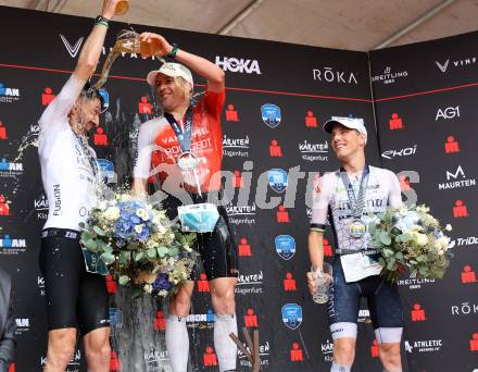 Ironman. Zieleinlauf. Arthur Horseau (FRA), Denis Chevrot (FRA), Jon Saeveraas Breivold (NOR).  Klagenfurt, 16.6.2024..
Foto: Kuess
---
pressefotos, pressefotografie, kuess, qs, qspictures, sport, bild, bilder, bilddatenbank