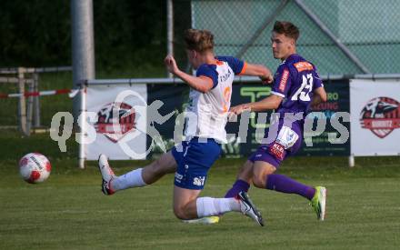 Fussball Testspiel. SK Austria Klagenfurt gegen Treibach. Laurenz Dehl  (Klagenfurt),   Gregor Hilweg (Treibach).  Gurnitz, am 28.6.2024.
Foto: Kuess
www.qspictures.net
---
pressefotos, pressefotografie, kuess, qs, qspictures, sport, bild, bilder, bilddatenbank