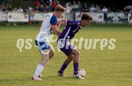 Fussball Testspiel. SK Austria Klagenfurt gegen Treibach. Phillip Wydra  (Klagenfurt), Fabian Doerflinger (Treibach)..  Gurnitz, am 28.6.2024.
Foto: Kuess
www.qspictures.net
---
pressefotos, pressefotografie, kuess, qs, qspictures, sport, bild, bilder, bilddatenbank