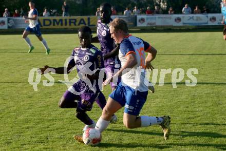 Fussball Testspiel. SK Austria Klagenfurt gegen Treibach.  Solomon Bonnah, Iba May,  (Klagenfurt),  Julian Maurer. (Treibach).  Gurnitz, am 28.6.2024.
Foto: Kuess
www.qspictures.net
---
pressefotos, pressefotografie, kuess, qs, qspictures, sport, bild, bilder, bilddatenbank