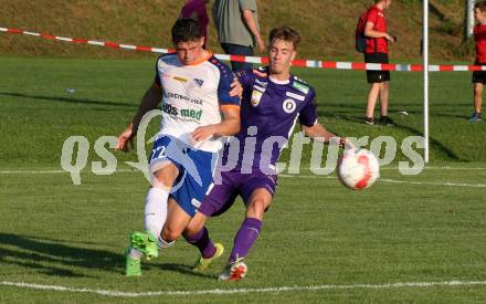 Fussball Testspiel. SK Austria Klagenfurt gegen Treibach.  Laurenz Dehl (Klagenfurt), Timo Todor-Kostic  (Treibach).  Gurnitz, am 28.6.2024.
Foto: Kuess
www.qspictures.net
---
pressefotos, pressefotografie, kuess, qs, qspictures, sport, bild, bilder, bilddatenbank