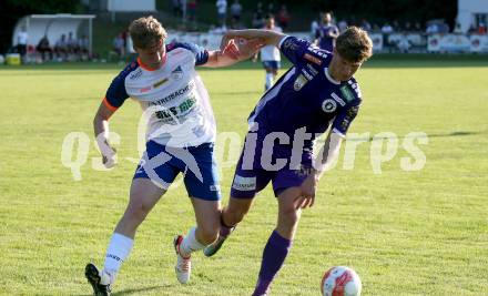 Fussball Testspiel. SK Austria Klagenfurt gegen Treibach. Jannik Robatsch, (Klagenfurt), Fabian Doerflinger (Treibach)..  Gurnitz, am 28.6.2024.
Foto: Kuess
www.qspictures.net
---
pressefotos, pressefotografie, kuess, qs, qspictures, sport, bild, bilder, bilddatenbank