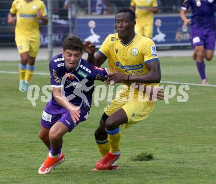 Fussball Testspiel. SK Austria Klagenfurt gegen NK Koper. Ben Bobzien  (Klagenfurt). Welzenegg, am 13.7.2024.
Foto: Kuess
www.qspictures.net
---
pressefotos, pressefotografie, kuess, qs, qspictures, sport, bild, bilder, bilddatenbank