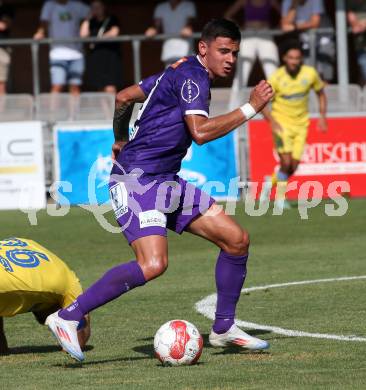 Fussball Testspiel. SK Austria Klagenfurt gegen NK Koper.  David Toshevski (Klagenfurt). Welzenegg, am 13.7.2024.
Foto: Kuess
www.qspictures.net
---
pressefotos, pressefotografie, kuess, qs, qspictures, sport, bild, bilder, bilddatenbank