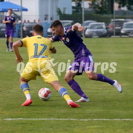 Fussball Testspiel. SK Austria Klagenfurt gegen NK Koper. David Toshevski  (Klagenfurt). Welzenegg, am 13.7.2024.
Foto: Kuess
www.qspictures.net
---
pressefotos, pressefotografie, kuess, qs, qspictures, sport, bild, bilder, bilddatenbank