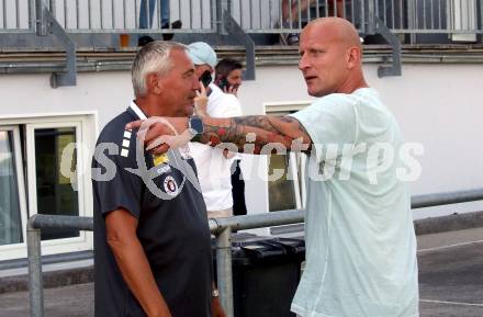 Fussball Testspiel. SK Austria Klagenfurt gegen Leoben.  Trainer Peter Pacult, (Klagenfurt), Trainer Carsten Jancker   (Leoben). Glanegg, am 17.7.2024.
Foto: Kuess
www.qspictures.net
---
pressefotos, pressefotografie, kuess, qs, qspictures, sport, bild, bilder, bilddatenbank