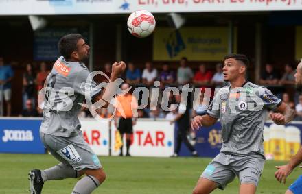 Fussball Testspiel SK Austria Klagenfurt gegen Rizespor. Kosmas Gkezos, David Toshevski (Klagenfurt). Welzenegg, am 20.7.2024.
Foto: Kuess
www.qspictures.net
---
pressefotos, pressefotografie, kuess, qs, qspictures, sport, bild, bilder, bilddatenbank