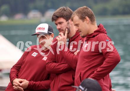 Schi Alpin. Wasserschi. OESV Medientermin.  Adrian Pertl, Michael Matt, Manuel Feller. Poertschach, am 4.7.2024.
Foto: Kuess
www.qspictures.net
---
pressefotos, pressefotografie, kuess, qs, qspictures, sport, bild, bilder, bilddatenbank