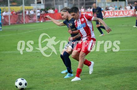 Fussball OEFB Cup. Velden gegen GAK. Lukas Alfred Sadnik (Velden),  Dominik Frieser (GAK). Villach, am 26.7.2024.
Foto: Kuess
www.qspictures.net
---
pressefotos, pressefotografie, kuess, qs, qspictures, sport, bild, bilder, bilddatenbank