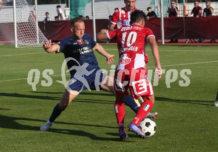 Fussball OEFB Cup. Velden gegen GAK.  Mario Kroepfl (Velden),  Christian Lichtenberger (GAK). Villach, am 26.7.2024.
Foto: Kuess
www.qspictures.net
---
pressefotos, pressefotografie, kuess, qs, qspictures, sport, bild, bilder, bilddatenbank