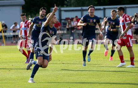 Fussball OEFB Cup. Velden gegen GAK.  Torjubel Nicolas Manuel Modritz (Velden),   Villach, am 26.7.2024.
Foto: Kuess
www.qspictures.net
---
pressefotos, pressefotografie, kuess, qs, qspictures, sport, bild, bilder, bilddatenbank