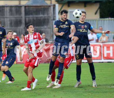 Fussball OEFB Cup. Velden gegen GAK. Roland Putsche,  Fabian Kopeinig  (Velden), Dominik Frieser  (GAK). Villach, am 26.7.2024.
Foto: Kuess
www.qspictures.net
---
pressefotos, pressefotografie, kuess, qs, qspictures, sport, bild, bilder, bilddatenbank