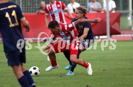 Fussball OEFB Cup. Velden gegen GAK.  Lukas Alfred Sadnik (Velden), Dominik Frieser  (GAK). Villach, am 26.7.2024.
Foto: Kuess
www.qspictures.net
---
pressefotos, pressefotografie, kuess, qs, qspictures, sport, bild, bilder, bilddatenbank