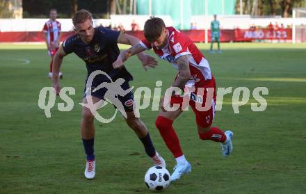 Fussball OEFB Cup. Velden gegen GAK.  Luca Alexander Pollanz (Velden),  Tio Cipot (GAK). Villach, am 26.7.2024.
Foto: Kuess
www.qspictures.net
---
pressefotos, pressefotografie, kuess, qs, qspictures, sport, bild, bilder, bilddatenbank