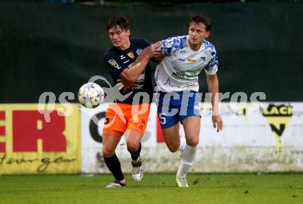 Fussball. Regionalliga. Treibach gegen SPG Wallern/St. Marienkirchen. Marco Pusnik  (Treibach), Daniel Steinmayr  (Wallern). Treibach, am 2.8.2024.
Foto: Kuess
www.qspictures.net
---
pressefotos, pressefotografie, kuess, qs, qspictures, sport, bild, bilder, bilddatenbank