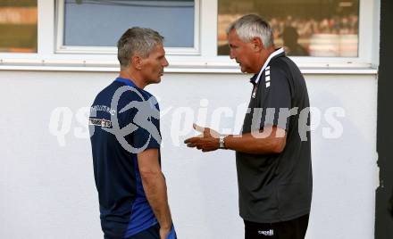 Fussball Bundesliga. WAC gegen SK Austria Klagenfurt. Trainer Dietmar Kuehbauer,   (WAC),  Trainer Peter Pacult. (Klagenfurt).  Wolfsberg, am 3.8.2024.
Foto: Kuess
www.qspictures.net
---
pressefotos, pressefotografie, kuess, qs, qspictures, sport, bild, bilder, bilddatenbank