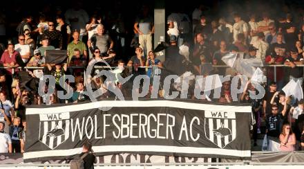 Fussball Bundesliga. WAC gegen SK Austria Klagenfurt.  Fans (WAC),  Wolfsberg, am 3.8.2024.
Foto: Kuess
www.qspictures.net
---
pressefotos, pressefotografie, kuess, qs, qspictures, sport, bild, bilder, bilddatenbank