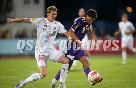 Fussball Bundesliga. WAC gegen SK Austria Klagenfurt. Simon Piesinger,   (WAC),  Ben Bobzien (Klagenfurt).  Wolfsberg, am 3.8.2024.
Foto: Kuess
www.qspictures.net
---
pressefotos, pressefotografie, kuess, qs, qspictures, sport, bild, bilder, bilddatenbank