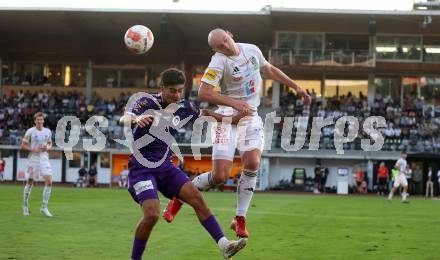 Fussball Bundesliga. WAC gegen SK Austria Klagenfurt. Nicolas Wimmer  (WAC),   Ben Justus Bobzien (Klagenfurt).  Wolfsberg, am 3.8.2024.
Foto: Kuess
www.qspictures.net
---
pressefotos, pressefotografie, kuess, qs, qspictures, sport, bild, bilder, bilddatenbank