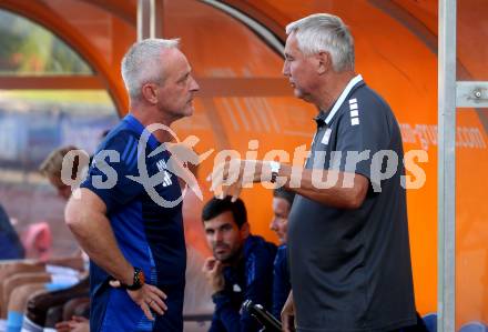 Fussball Bundesliga. WAC gegen SK Austria Klagenfurt. Co-Trainer Manfred Mastl (WAC), Trainer Peter Pacult  (Klagenfurt).  Wolfsberg, am 3.8.2024.
Foto: Kuess
www.qspictures.net
---
pressefotos, pressefotografie, kuess, qs, qspictures, sport, bild, bilder, bilddatenbank