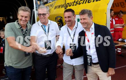 Fussball Bundesliga. WAC gegen SK Austria Klagenfurt. Juergen Schratter, Horst Noessler, Christian Puff, Dietmar Riegler.  Wolfsberg, am 3.8.2024.
Foto: Kuess
www.qspictures.net
---
pressefotos, pressefotografie, kuess, qs, qspictures, sport, bild, bilder, bilddatenbank