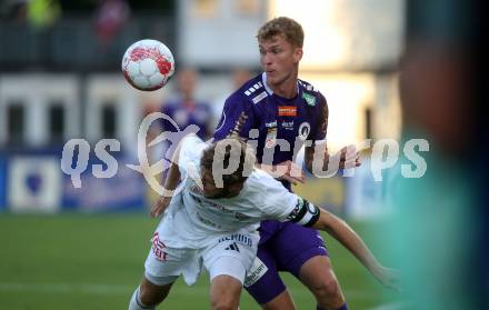 Fussball Bundesliga. WAC gegen SK Austria Klagenfurt. Dominik Baumgartner,  (WAC), Nicolas Binder   (Klagenfurt).  Wolfsberg, am 3.8.2024.
Foto: Kuess
www.qspictures.net
---
pressefotos, pressefotografie, kuess, qs, qspictures, sport, bild, bilder, bilddatenbank