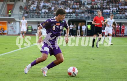 Fussball Bundesliga. WAC gegen SK Austria Klagenfurt.  Ben Bobzien  (Klagenfurt).  Wolfsberg, am 3.8.2024.
Foto: Kuess
www.qspictures.net
---
pressefotos, pressefotografie, kuess, qs, qspictures, sport, bild, bilder, bilddatenbank