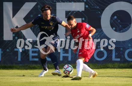 Fussball Kaerntner Liga. SAK gegen Velden.  Yosifov Svetlozar Angelov (SAK),  Luka Caculovic (Velden). Welzenegg, am 10.8.2024.
Foto: Kuess
www.qspictures.net
---
pressefotos, pressefotografie, kuess, qs, qspictures, sport, bild, bilder, bilddatenbank