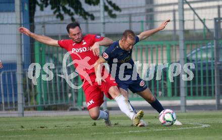 Fussball Kaerntner Liga. SAK gegen Velden.  Mario Antunovic (SAK),  Mario Kroepfl (Velden). Welzenegg, am 10.8.2024.
Foto: Kuess
www.qspictures.net
---
pressefotos, pressefotografie, kuess, qs, qspictures, sport, bild, bilder, bilddatenbank